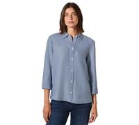 Hemdbluse CECIL, Damen, Gr. XXL (46), blau (blouse blau), Stoff, 74% Viskose, 24% Baumwolle, 2% Elasthan, gestreift, klassisch normal, V-Ausschnitt, Bündchen, Blusen, mit 3/4 Ärmeln (23603614-XXL) blo
