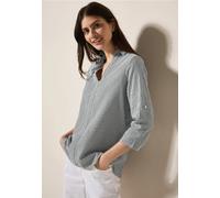 Klassische Bluse CECIL, Damen, Gr. M (40), blau (universal blau), Web, 65% Baumwolle, 35% Modal, gestreift, gerade normal, V-Ausschnitt, Bündchen, Blusen, mit 3/4 Ärmeln (78892826-M) universal blau