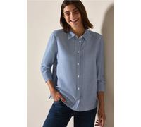 Hemdbluse CECIL, Damen, Gr. XL (44), blau (blouse blau), Stoff, 74% Viskose, 24% Baumwolle, 2% Elasthan, gestreift, klassisch normal, V-Ausschnitt, Bündchen, Blusen, mit 3/4 Ärmeln (23603614-XL) blous