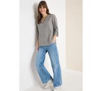 Cecil Gestreifte Seersucker-Langarmbluse V-Ausschnitt 75%Baumwolle/25%Modal Macchiato Braun XXL