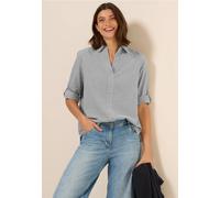 Cecil Damen Gestreifte Seersucker Bluse in Grün, Gr: XXL