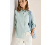 Langarmbluse CECIL, Damen, Gr. XXL (46), smoke salvia, Web, 75% Baumwolle, 25% Modal, unifarben, klassisch normal, V-Ausschnitt, ausgestellter Saum, Blusen, mit gestreiftem Seersucker-Look (91272405-X