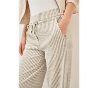 Stoffhose CECIL "Style Neele", Damen, Gr. L (42), Länge 26, lila (pearl beige), Obermaterial: 73% Viskose, 25% Polyester, 2% Elasthan, gestreift, casual, loose fit knöchelfrei, Hosen, mit Streifen Mus