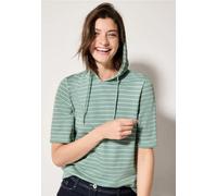 Kapuzenshirt CECIL, Damen, Gr. M (40), grün (matcha grün), Web, 50% Modal, 50% Baumwolle, gestreift, gerade normal, ohne Ausschnitt, Bündchen, Shirts, im soften Baumwoll-Mix (14842617-M) matcha grün
