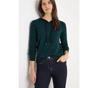 Cecil Damen Gestreifter Kapuzenpullover in Grün, Gr: XL