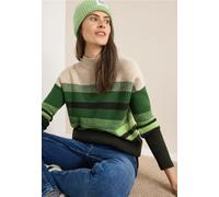 Cecil Damen Gestreifter Mouliné Pullover in Grün, Gr: XS