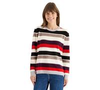Cecil Strickpullover Damen Gestreift Rundhals Rippbündchen Vanilleweiß Gr. L (42)