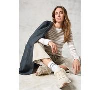 Cecil Damen Gestreifter Pullover in Beige|Weiß, Gr: XXL