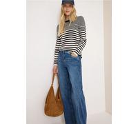 Strickpullover CECIL, Damen, Gr. L42, urban dunkelblau, Web, 100% Baumwolle, gestreift, normal normal, U-Boot-Ausschnitt, abgesteppt, Pullover, aus reiner Baumwolle (27090739-L) urban dunkelblau