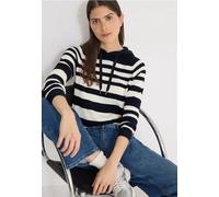 Cecil Damen Gestreifter Struktur-Hoodie in Blau, Gr: XS