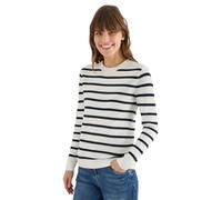 Cecil Strickpullover Gestreifter Strukturpullover Damen Rundhals 100% Baumwolle XXL Blau