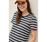 CECIL Damen B323520 Gestreiftes Ajour T-Shirt, Urban Navy Blue, S