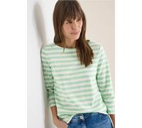 Cecil Damen Gestreiftes Basic Shirt in Grün, Gr: 3XL