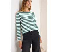 CECIL Damen 3227274 Gestreiftes Basic Shirt, Jewel Green, L