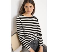 Cecil Damen Gestreiftes Basic Shirt in Schwarz, Gr: XXL