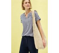 Shirtbluse CECIL, Damen, Gr. XXL (46), blau (urban navy blau), Stoff, 100% Viskose, gestreift, normal normal, V-Ausschnitt, abgesteppt, Blusen (82811361-XXL) urban navy blau