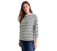 Cecil Langarmshirt Gestreiftes Federgarn – Damen U-Boot-Ausschnitt, Blau Gr. L