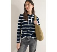 Langarmshirt CECIL, Damen, Gr. XS (36), universal blau, Web, 48% Baumwolle, 48% Modal, 4% Elasthan, gestreift, comfort fit normal, Rundhals, Bündchen, Shirts Langarmshirt, mit Kapuze (27357333-XS) uni