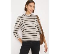 Kapuzenshirt CECIL, Damen, Gr. XS (36), light greige, Stoff, 80% Viskose, 16% Polyester, 4% Elasthan, gestreift, comfort fit normal, ohne Ausschnitt, abgesteppt, Shirts Kapuzenshirt, aus softem Materi