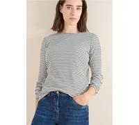 Cecil Langarmshirt Gestreift – Jersey, 95% Baumwolle/5% Elasthan, Rundhals – Damen M (40) creamy weiß