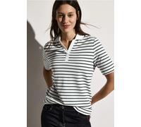 Cecil Damen Gestreiftes Piqué Poloshirt in Weiß, Gr: XS