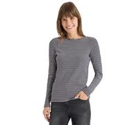 Cecil Gestreiftes Langarmshirt – Damen, U-Boot-Ausschnitt, 95% Baumwolle L (42) Urban dunkelblau