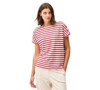 Cecil T-Shirt TOS Stripe Structure – gestreift, rot, U-Boot-Ausschnitt, 50% Baumwolle/50% Modal – XXL