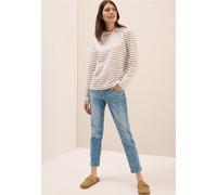 Hoodie CECIL, Damen, Gr. M (40), natural taupe, Sweatware, 65% Baumwolle, 35% Polyester, gestreift, casual, comfort fit, ohne Ausschnitt, Langarm abgesteppt, Sweatshirts, mit Kapuze (49315920-M) natur