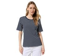 Cecil T-Shirt B322913 – gestreift, 95% Baumwolle/5% Elasthan, Rundhals – Universal blau XS