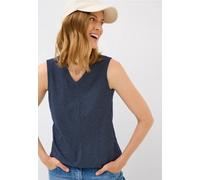 Tanktop CECIL, Damen, Gr. S38, blau (urban navy blau), Web, 100% Baumwolle, gestreift, normal normal, V-Ausschnitt, abgesteppt, Tops Tanktop, aus reiner Baumwolle (83848641-S) urban navy blau