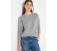 Cecil Langarmshirt Glitzer Ottoman Shirt – U-Boot-Ausschnitt, grau meliert – Damen XS