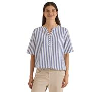 Kurzarmbluse CECIL, Damen, Gr. 3XL, blau (deep river blau), Web, 75% Baumwolle, 25% Modal, gestreift, klassisch normal, Rundhals, normaler Saum, Blusen, mit geschlitztem Rundhalsausschnitt (49228723-X