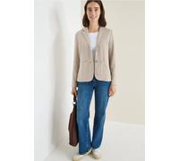 Kurzblazer CECIL, Damen, Gr. M (40), creamy weiß, Stoff, 79% Polyester, 18% Viskose, 3% Elasthan, unifarben, regular fit normal, V-Ausschnitt, abgesteppt, Blazer (66023322-M) creamy weiß