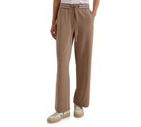 Cecil Stoffhose High Waist Straight Leg, weiter Schnitt, Elastikbund, Gr. L/30, creamy mocha melange