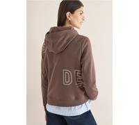 Sweatshirt CECIL, Damen, Gr. S (38), urban taupe, Web, 55% Baumwolle, 45% Polyester, unifarben mit Farbeinsatz, comfort fit, ohne Ausschnitt, Rippbündchen, Sweatshirts Sweatshirt, im Hoodie-Style (327