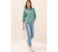 Cecil Damen Hoodie Shirt in Rippstruktur in Grün, Gr: XS