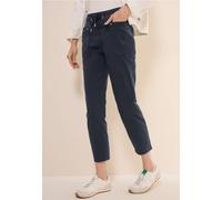 Stoffhose CECIL "Style Chelsea", Damen, Gr. L (42), Länge 28, blau (universal blau), Web, Obermaterial: 98% Baumwolle, 2% Elasthan, unifarben, casual, loose fit 7/8-Länge, Hosen, mit Kordelzug (833143