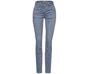 Cecil Damen Hose mit Animal Print-Mix Quiet Blue 31 schmal geschnitten, Mittlere Leibhöhe, Karottenhose, Tierisches Muster, Stoffhose Style Vicky