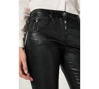 Lederimitathose STREET ONE, Damen, Gr. 36, Länge 30, schwarz, Stoff, 79% Viskose, 18% Nylon, 3% Elasthan, unifarben, slim fit lang, Hosen, 5-Pocket-Style (24272760-36) schwarz