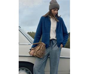 Cecil Damen Jacke aus Teddy-Material mit Zipper in Blau, Gr: M