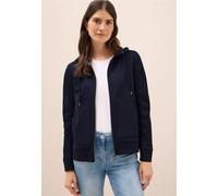Sweatjacke CECIL, Damen, Gr. XXL46, blau (urban dunkelblau), Sweatware, 97% Baumwolle, 3% Elasthan, unifarben, comfort fit normal, ohne Ausschnitt, Bündchen, Sweatjacken, mit Kapuze (36364815-XXL) urb