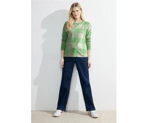 Cecil Damen Jacquard Karoshirt in Grün, Gr: XXL