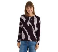 Langarmshirt CECIL, Damen, Gr. XXL (46), lila (eggplant rot), Stoff, 63% Polyester, 34% Viskose, 3% Elasthan, mehrfarbig, normal normal, Rundhals, elastischer Bund, Shirts Langarmshirt, soft (28353154