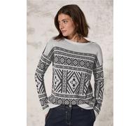 Cecil Damen Jaquard-Pullover in Grau, Gr: XL