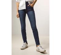 Slim-fit-Jeans CECIL "Style Vicky", Damen, Gr. 25, Länge 32, blau (mid blau wash), Denim/Jeans, Obermaterial: 88% Baumwolle, 9% Elastomultiester, 3% Elasthan, slim fit knöchellang, Jeans, in blauer Wa
