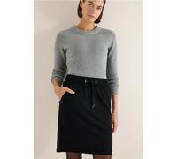 Minirock CECIL, Damen, Gr. S (38), schwarz, Stoff, 61% Viskose, 32% Polyamid, 7% Elasthan, unifarben, comfort fit knielang, Röcke Minirock, Elastikbund mit Tunnelzug (63411840-S) schwarz