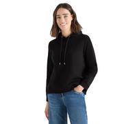 Kapuzensweatshirt CECIL, Damen, Gr. M (40), schwarz, Sweatware, Obermaterial: 54% Polyester, 46% Baumwolle. Futter: 50% Baumwolle, 50% Polyester, unifarben, lässig geschnitten hüftbedeckend, Rundhals,
