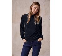 Langarmshirt CECIL, Damen, Gr. S (38), blau (universal blau), Web, 73% Baumwolle, 25% Polyester, 2% Elasthan, unifarben, gerade normal, ohne Ausschnitt, Bündchen, Shirts Langarmshirt, mit Kapuze (1453