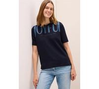 Kapuzenshirt CECIL, Damen, Gr. XS (36), blau (urban dunkelblau), Web, 48% Baumwolle, 48% Modal, 4% Elasthan, unifarben, comfort fit normal, ohne Ausschnitt, abgesteppt, Shirts Kapuzenshirt, im soften