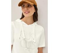 CECIL Damen 3227079 Kapuzenshirt mit Wording, Vanilla White, M